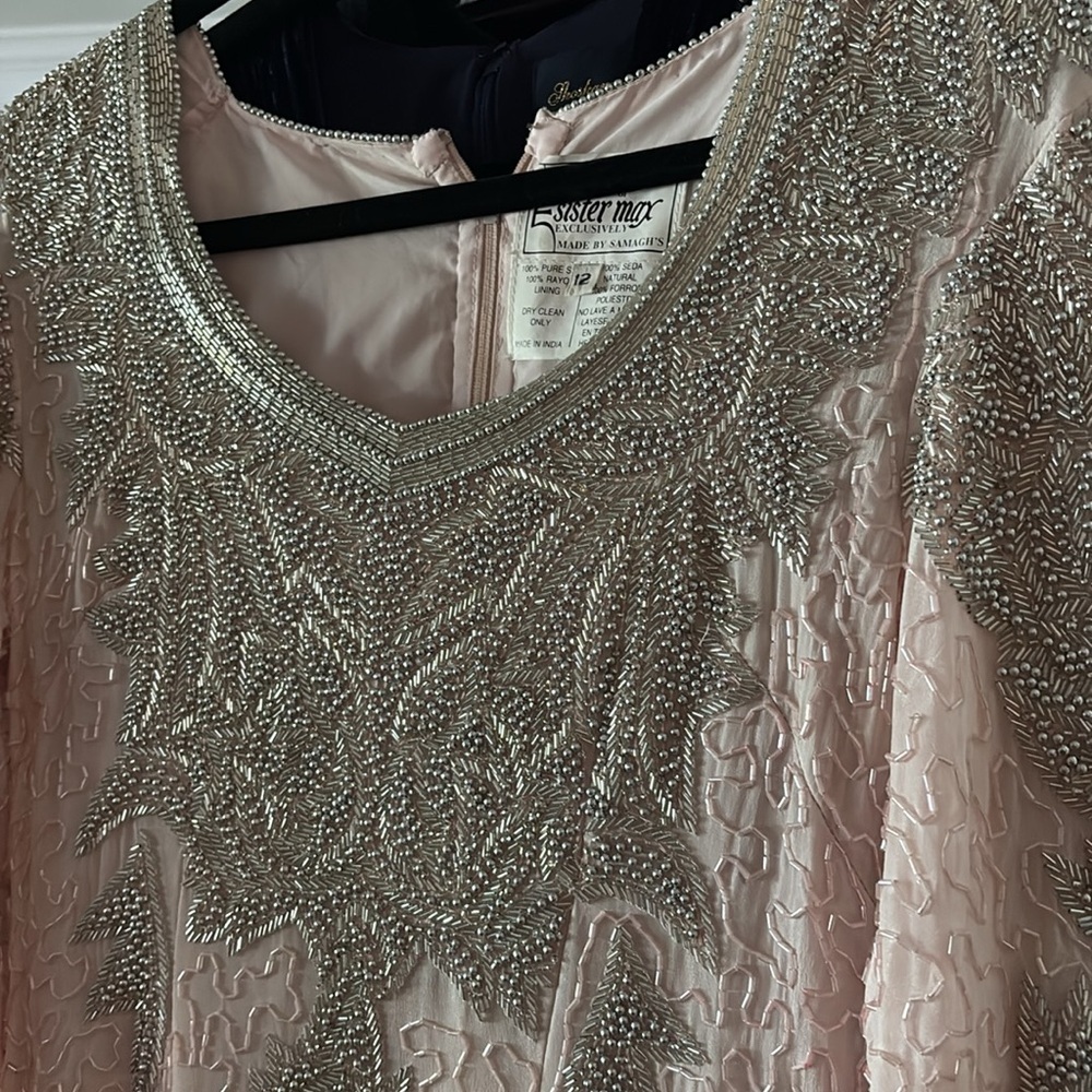 ✨ Vintage Silk Beaded Sequin Gown – Fantasy of Sister Max for SAMAGH, Size 12 - Picture 12 of 16
